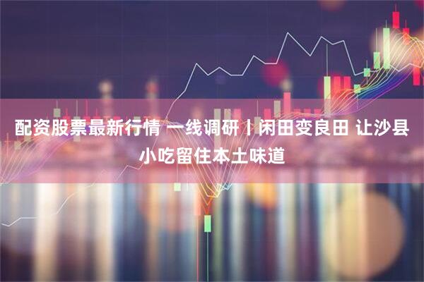 配资股票最新行情 一线调研丨闲田变良田 让沙县小吃留住本土味道